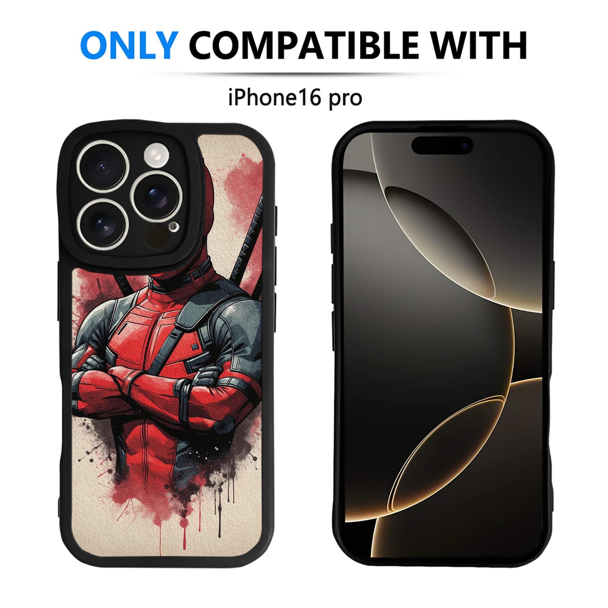 （画像用） Deadpool デッドプール 【iPhone 16シリーズ対応】シリコンスマホケース（レザー調） 材質：シリコン